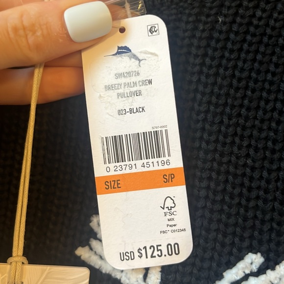 Tommy Bahama Breezy Palm Crewneck Pullover Knit Sweater Womens Black - Picture 6 of 16